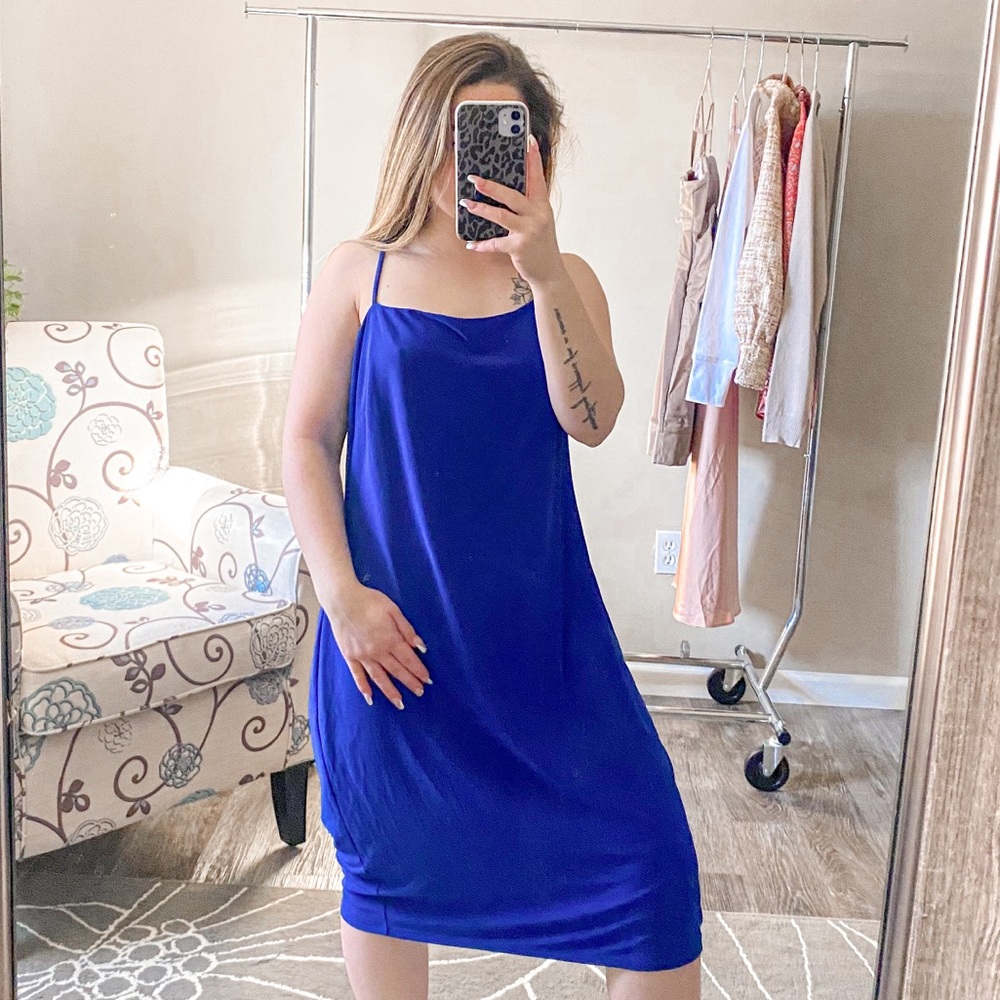 Ralph Lauren Spaghetti Strap Pull On Dress Blue Size 14